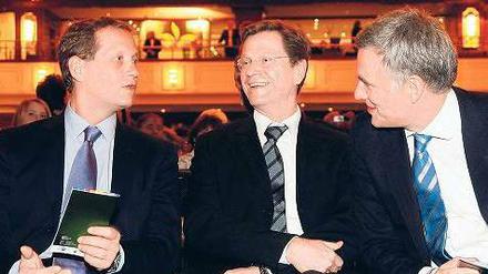Rednertrio. Eric Schweitzer, Guido Westerwelle und Stephan Schwarz. Foto: Davids