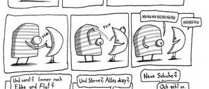 Jovialer Schöpfer: Eine Seite aus „Die Zeit und Gott“.