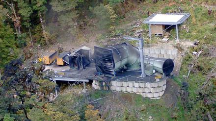 Rauch steigt aus der Pike River Mine.