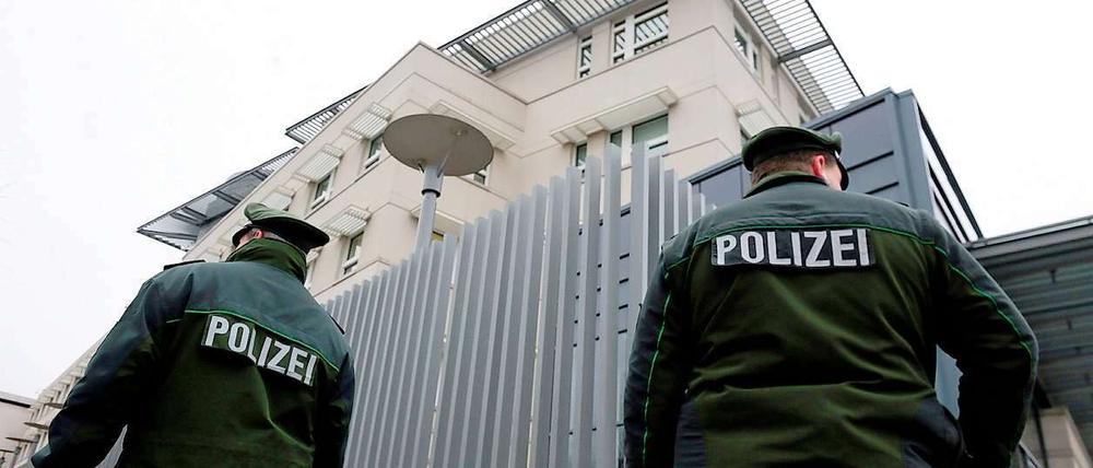 Polizisten vor der US-Botschaft in Berlin.
