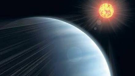 Stern am Himmel. Die Atmosphäre eines Planeten kann das Licht seines Muttersterns beeinflussen. Die Gase führen dazu, dass die Intensität bestimmter Wellenlängen verändert wird. 