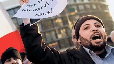 Seit Freitag demonstrieren Ägypter auch in Berlin.