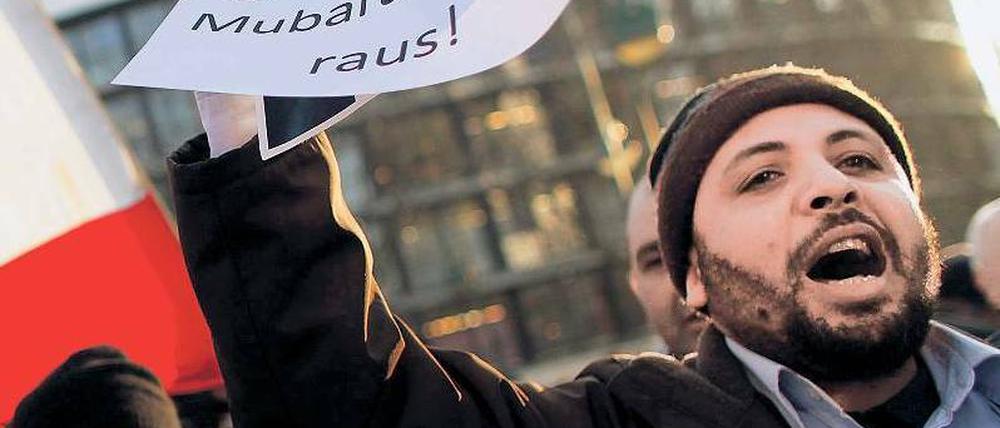 Seit Freitag demonstrieren Ägypter auch in Berlin.