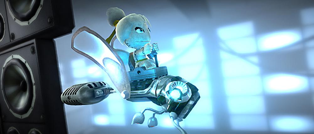 Ritt auf der Roboterbiene: Szene aus "LittleBigPlanet 2"