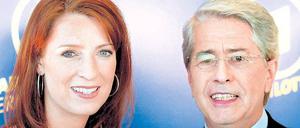 „Ein Platz an der Sonne“. Monica Lierhaus löst Frank Elstner, hier bei einem gemeinsamen Auftritt 2003, als Werbegesicht für die ARD-Fernsehlotterie ab. 