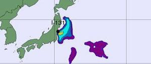 Die Ausbreitung der Strahlungswolke von Fukushima (Freisetzung von Jod-131).