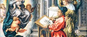 Der Engel als Ghostwriter. Jan Gossaert malt „Der heilige Lukas malt die Madonna“ um 1520. Foto: akg-images