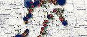 Wo war ich? Das Bild zeigt Ortungsdaten eines iPads in Deutschland. Sichtbar macht dies eine Software: petewarden.github.com/iPhoneTracker/. Foto: dpa