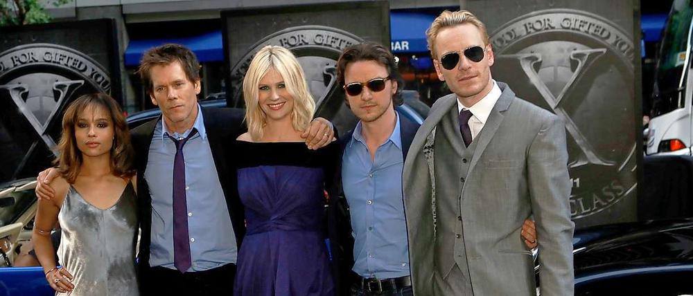 Die neuen X-Men-Darsteller mit Kevin Bacon (2.v.l.)