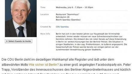 Der Blogger und Social-Media-Experte Nico Lumma hat die Orignal-Einladung verewigt und mit einer Überschrift versehen, die kaum im Sinne der Spandauer CDU ist.
