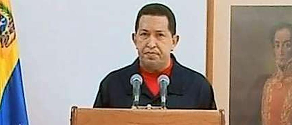 Blass und angespannt wirkte Hugo Chavez während seiner jüngsten Fernsehansprache.