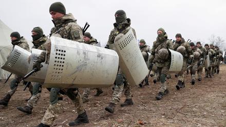 Ukrainische Grenztruppen beim Training.