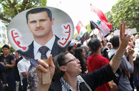 Eine Demonstration von Pro-Assad-Anhängern in Syrien.