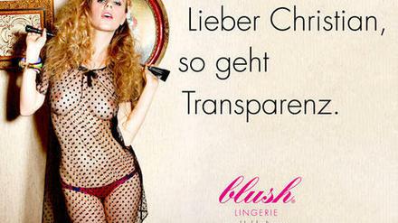 Das Berliner Unterwäsche-Label Blush macht sich Christian Wulffs Affäre zu Nutze.