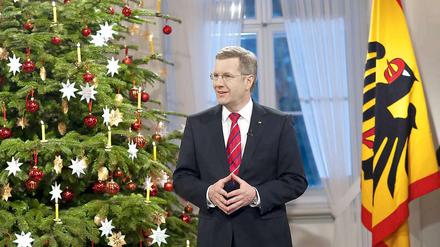 Da war die Welt noch in Ordnung: Eine Aufnahme zeigt den Bundespräsidenten bei seiner Weihnachtsansprache 2010.