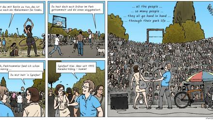 Im Mauerpark: Eine typische Lästermaul-und-Wohlstandskind-Szene.