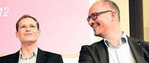 Der freundliche Auftakt täuscht nicht darüber hinweg: Michael Müller und Jan Stöß sind Konkurrenten um die Macht im Landesverband der SPD. 