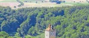 Vogelperspektive: Rothenburg ob der Tauber mit Franziskanerkirche.
