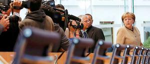 Bundeskanzlerin Angela Merkel (CDU) vor der Bundespressekonferenz.
