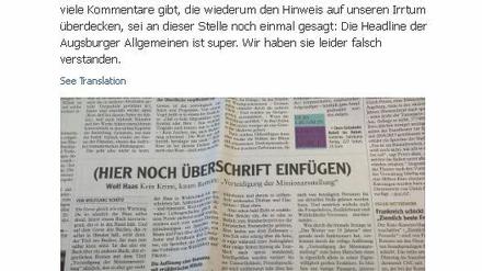 Sauber aufgeklärt. Meedia reagierte auch auf Facebook.