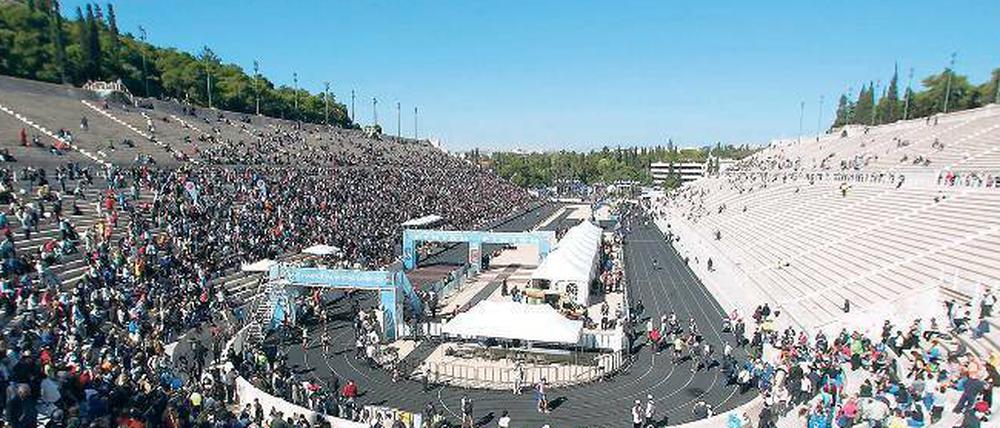 Ein tolles Finish hat jeder Läufer in Athen, wenn er das Panathenäische Stadion erreicht.
