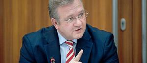 Berlins Innensenator Frank Henkel spricht am 9. November im Verfassungsschutz-Ausschuss im Abgeordnetenhaus in Berlin. 