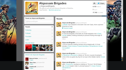 "Alqassam Brigade“ gilt als offizielle Twitterpräsenz des militärischen Flügels der Hamas
