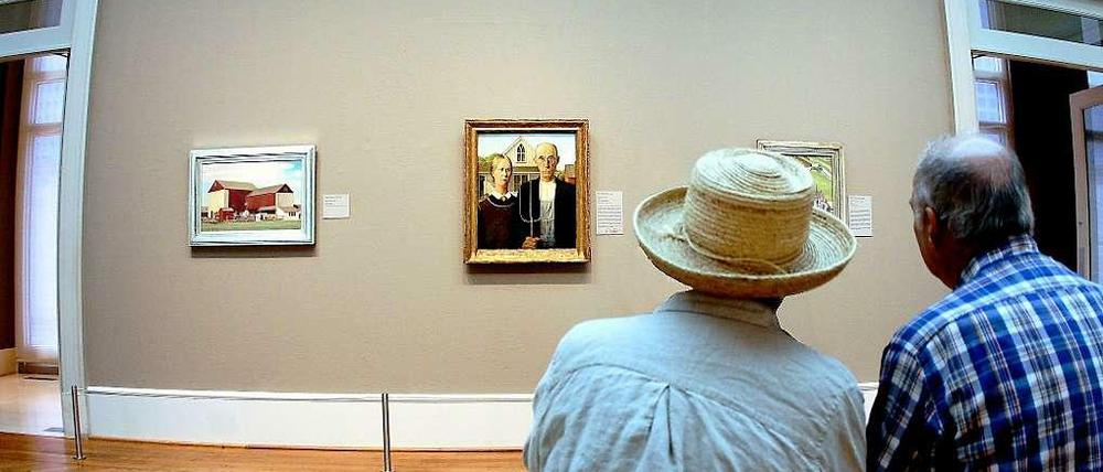 Das Bild "American Gothic" von Grant Wood wird oft als Sinnbild des puritanischen ländlichen Amerikas interpretiert. 