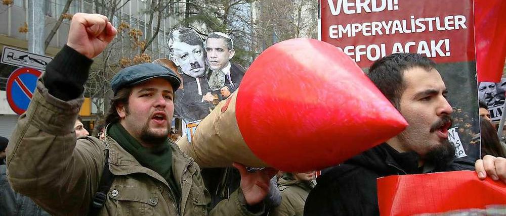 In Ankara wird gegen die Stationierung der Patriots demonstriert