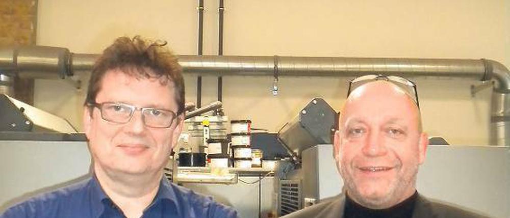 Drucker aus Leidenschaft: Wolfgang Schock (links) und Ingo Goessgen
