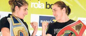 Gegnerinnen für einen Kampf. Früher trainierten Rola El-Halabi (links) und Lucia Morelli zusammen, heute Abend boxen sie gegeneinander. 