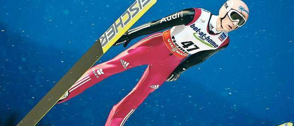 Zu nah dran. Severin Freund ärgerte sich über Platz vier bei der WM in Predazzo – weil der Abstand zu Bronze so gering war. Foto: dpa