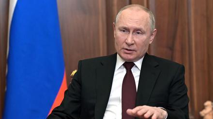 Russlands Präsident Putin in einer Ansprache zum Volk. 