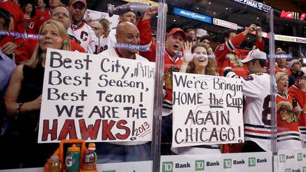 Die Besten haben gewonnen. Fans der Chicago Blackhawks.
