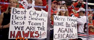Die Besten haben gewonnen. Fans der Chicago Blackhawks.