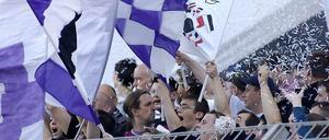 Die bekannten Vereinsfarben der "Veilchen" von Tennis Borussia Berlin: Lila-Weiß.