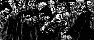 Politisch. 1920 schuf Käthe Kollwitz diesen Holzschnitt, ein Gedenkblatt für Karl Liebknecht.