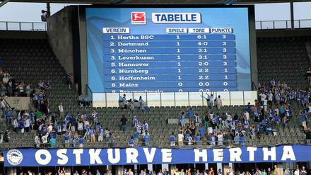 Auf Anhieb Spitzenreiter: Am ersten Spieltag der Saison 2013/14 sprang Hertha BSC dank eines 6:1 gegen Eintracht Frankfurt nach ganz oben.