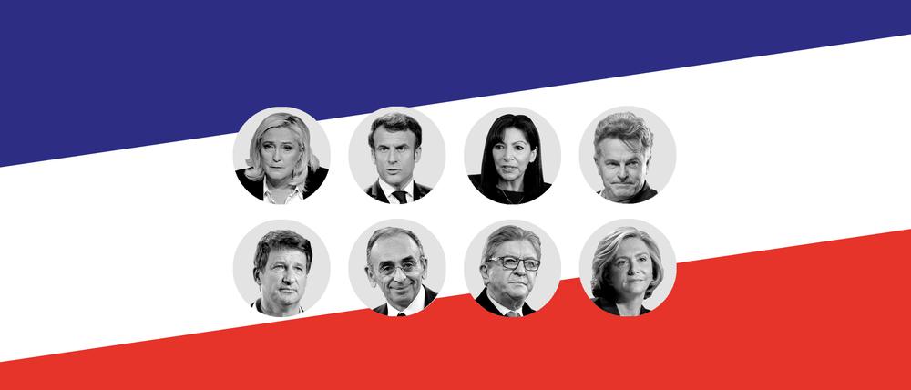 Emmanuel Macron und seine Mitbewerber ums Amt des Präsidenten