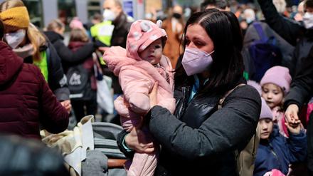 Geflüchtete Menschen aus der Ukraine in Berlin.