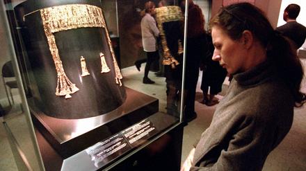 Das Gold-Diadem aus dem sagenumwobenen „Schatz des Priamos“, der in einer ständigen Ausstellung im Moskauer Puschkin-Museum gezeigt wird.