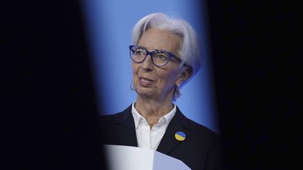 Christine Lagarde, EZB-Chefin, bei der Pressekonferenz am Donnerstag. 