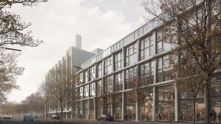 Blick von der Urbanstraße auf das entkernte Karstadt-Parkhaus an der Urbanstraße in einer Simulation des Architekturbüros Lendager.