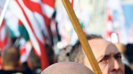 16 Prozent der Stimmen. Jobbik-Anhänger bei einer Kundgebung 2009. Foto: Reuters