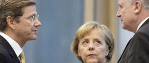 Schöner streiten: Westerwelle, Merkel, Seehofer.