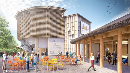 Im Modell: So soll das künftige Globe Theater aussehen.