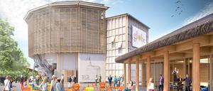 Im Modell: So soll das künftige Globe Theater aussehen.