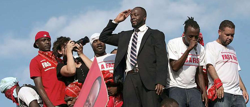 Wyclef Jean beim Wahlkampf.