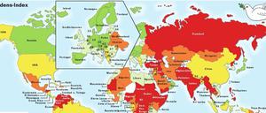 Quellen: Institut for Economics and Peace, Global Peace Index 2010.