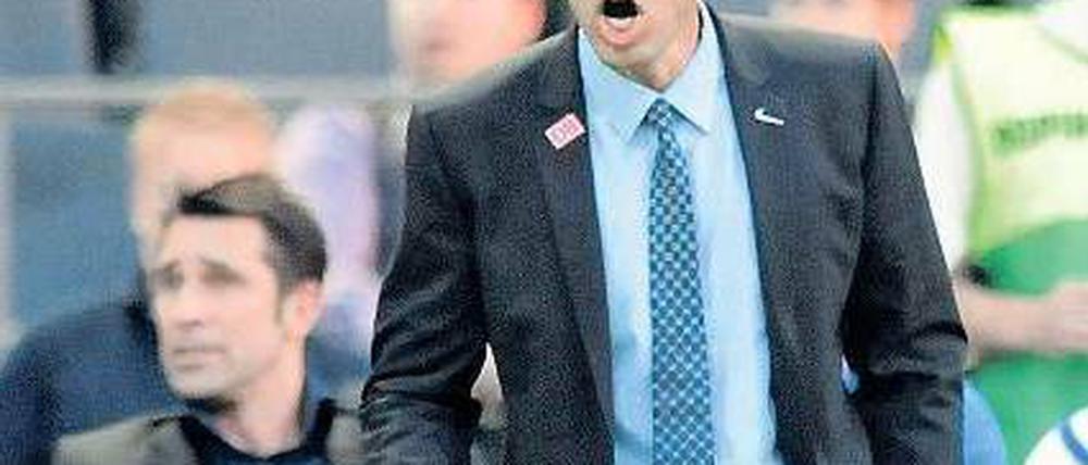 Schrei von der Spitze. Markus Babbel hat sich mit Hertha oben festgespielt. Foto: ddp